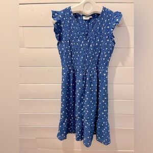 💙 ☀️ Blue Smocked Sleeveless Dress - Saint-Tropez - Size XS 💙